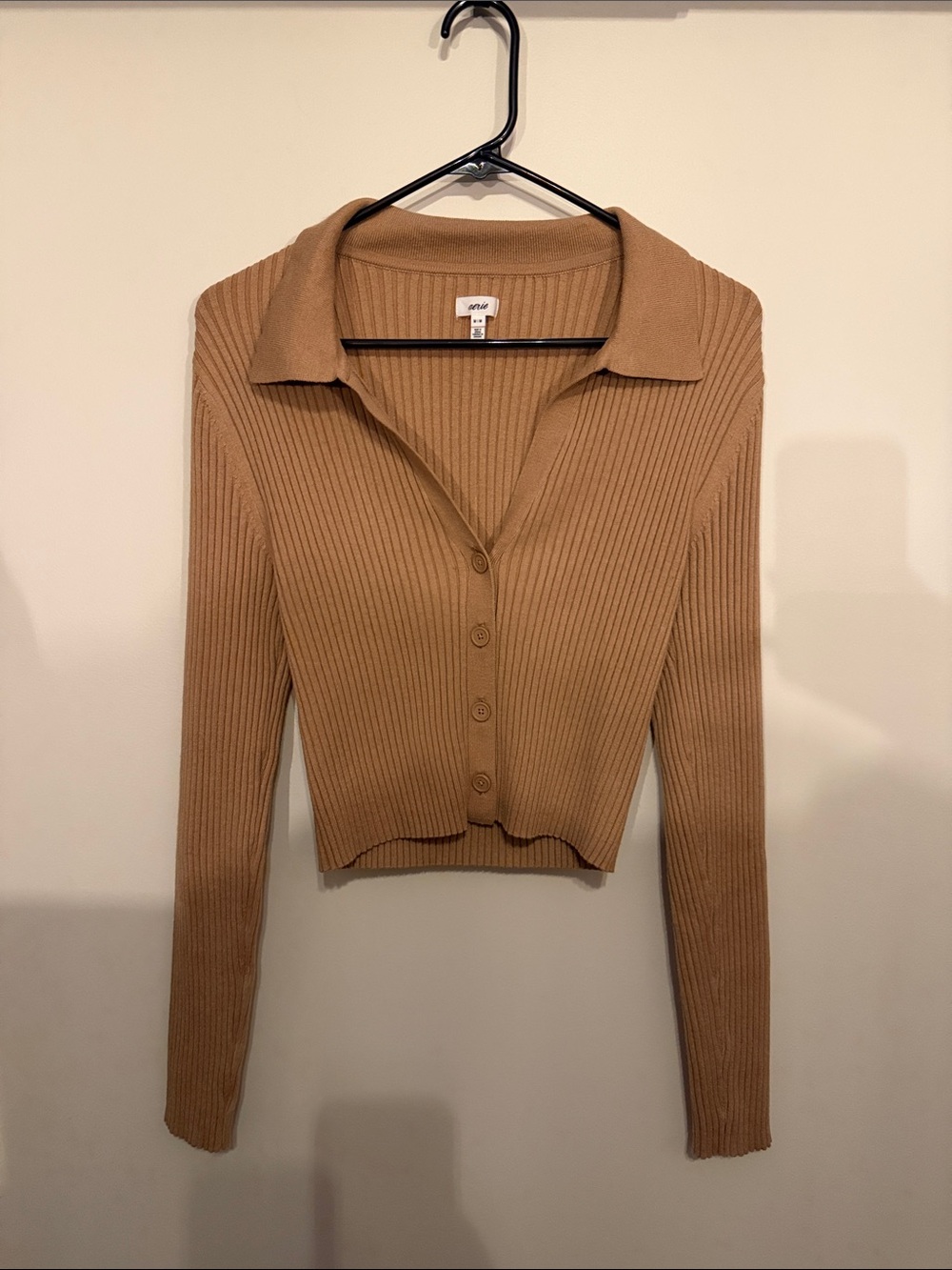 Aerie collared tan shirt size M